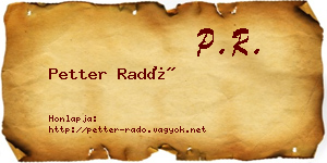 Petter Radó névjegykártya
